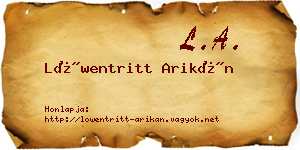 Löwentritt Arikán névjegykártya
